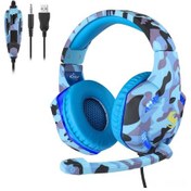 Resim Kosona Kubıte T176 Camo Mavi Oyun Kulaklığı 3.5mm+usb 40mm Hoparlör Gürültü Yalıtımı Mikrofonlu 2.1m Kablolu 10.1" 