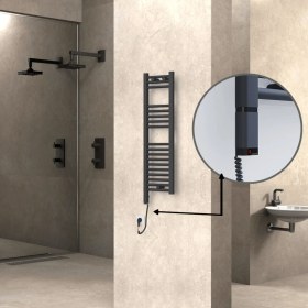 Resim Radiva Haiti Elektrikli Havlupan 200 Watt 300X1000 Düz Antrasit (Oned On/off Termostatlı) Sol 