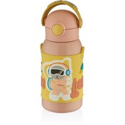 Resim Shotay ST-8812 600ml Askılı Pipetli Pembe Çift Kapak Çelik Matara 