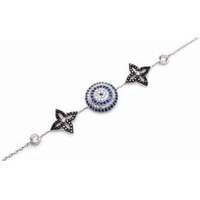 Resim Nusret 925 Ayar Gümüş Yıldız Nazar Boncuğu Bileklik 