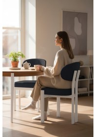 Resim Canisa Dore Serisi 6 Adet Antrasit Babyface Kumaş Beyaz Metal İskeletli Mutfak Sandalyesi Antrasit Sandalye Beyaz Ayak 