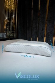 Resim Bombeli Lüx Boyun Destekli Ortopedik Yastık; Anti-aging Visco Yastık Mavi 57x42x13/11, Mavi 