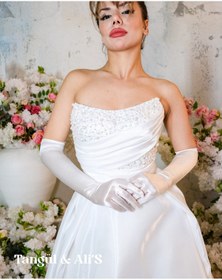 Resim Tangül&Ali'S Moda Evi Drapeli ve Boncuk İşlemeli Özel Tasarım Gelinlik 