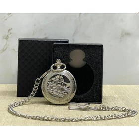 Resim Özel Kutulu Tren Temalı Gümüş Köstekli Saat 