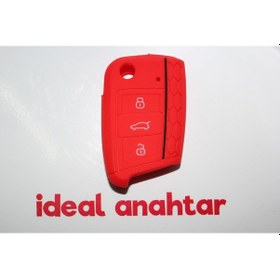 Resim Volkswagen Polo Uyumlu Golf Uyumlu 7 Gtı Silikon Anahtar Kılıfı Kırmızı Renk 