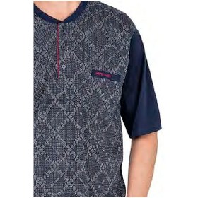 Resim 6054 Erkek Lacivert Kısa Kollu 3 Lü Jakarlı Pijama Takımı Yeşil 