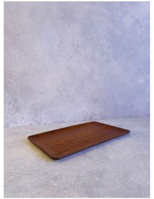 Resim Justwood Ligna Melamin Ahşap Rölyefli 16x26 Cm Servis Tabağı, Sunum Tabağı, Pasta Tabağı, Sunumluk Koyu Kahverengi 