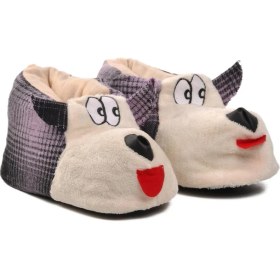 Resim Ayakmod Köpekli Mor-Bej Kadın Panduf 