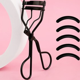 Resim 1 Adet Profesyonel Paslanmaz Çelik Kirpik Kıvırıcı - 5 Yedek Silikon Pedli, Geri Çekilebilir Yaylı, Kolay Tutuşlu, Pil veya Alkol Gerekmez, Tüm Göz Şekillerine Uygun - Kirpikleri Kaldırır ve Güçlendirir 