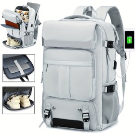Resim Erkekler İçin Polyester Seyahat Sırt Çantası, Dizüstü Bilgisayar Bölmesi, TSA Onaylı İş Çantası, Ayakkabı Cebi, USB Şarj Portu, Elle Yıkanabilir - 15.6 inç Dizüstü Bilgisayar Uygun 