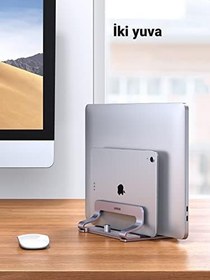Resim UGREEN Masa için Dikey Dizüstü Bilgisayar Standı Çift Yuvalı Dizüstü Bilgisayar Standı Tutucu Ayarlanabilir Dock Alüminyum Masaüstü Standı MacBook Air Pro, Microsoft Surface Laptop 4, LG Gram 17 ile 