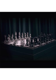 Resim Gifthome Premium Black Metal Klasik Satranç Takımı Ve Mermer Desenli Sandıklı Mdf Tahtası 36x36x6 Cm. 