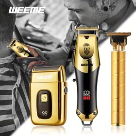 Resim Weeme 810/T9/WM-306 Erkekler için Popüler Kişisel Kullanım Saç Kesme Tıraş Elektrikli Trimmer 3'lü Set, USB Kolay Şarj, Erkekler için Saç Kesme Güzellik 3'lü Set, Erkekler için Ev Bakımı için Uygun 