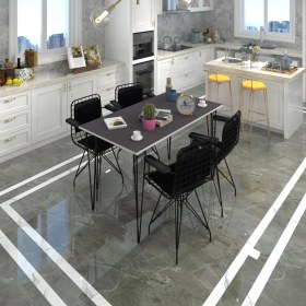 Resim Kenz Life Knsz Masa Sandalye Takımı HEM75MAZLUM Grisyh 100*070 Klçsm 4 Sandalye Syhsyh Kolçaklı Sırt Minderli 