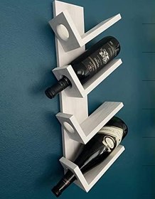 Resim Doğal Ahşap Vintage Şaraplık, Şarap Rafı, 4'lü Retro Ahşap Şaraplık, Beyaz 