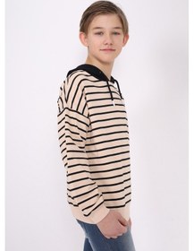 Resim Toontoy Kids Toontoy Erkek Çocuk Çizgili Sweatshirt Bej 