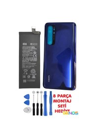 Resim Xiaomi Mi Note 10 Lite Arka Cam Pil Kapağı Batarya Kapağı Mavi + Batarya Pil Bm52 + Montaj Set 