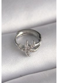 Resim Taşveoyunatölyesi 316l Çelik Gümüş Renk Zirkon Taşlı Deniz Yıldızı Model Tragus Piercing Tg27pr1319 Çok Renkli 