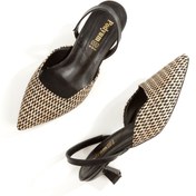 Resim Ayakkabı Podyumum '' ÖYKÜ '' Kilim Desenli Sivri Burunlu Arka Açık Lastikli 5 cm Pino Ökçe Yeni Sezon 