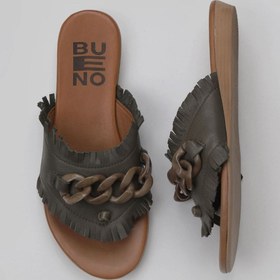 Resim Bueno Shoes Haki Deri Kadın Parmak Arası Terlik 01wu7408 
