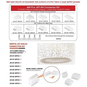 Resim 460 Adet Xh2,54 Jst Konnektör Seti 2,54mm 2-6 Pim Takım 5 Çeşit Şeffaf Çantada 