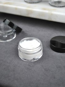 Resim Qualitev 6 Adet Mika 10 Ml Krem Kavanoz Küçük 4 Cm Takı Siyah Kapaklı Mini Seyahat Krem Kavanozu Şeffaf 