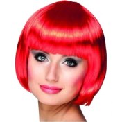 Resim Kuzgun Ticaret Bfs Nessiworld Kırmızı Renk Parti Peruğu Küt Saç 