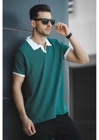 Resim Ht 945061 Slim Fit Likralı Kısa Patlı Apaç Yaka Erkek Tshirt 001 
