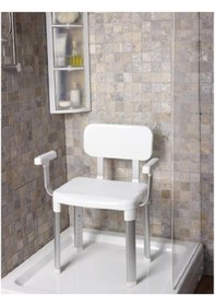 Resim Primanova Cappadocia Paslanmaz Banyo Taburesi Sırt ve Kol Destekl Beyaz 