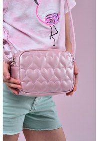 Resim İcone Bag Icone Çocuk Kalp Kapitone Detaylı Omuz Çantası Pudra 
