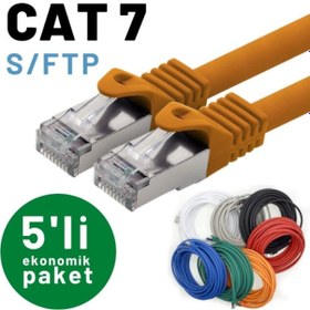Resim Irenis CAT7 Kablo S/FTP Ethernet Network LAN Ağ Kablosu 50 CM Yeşil 5'li 