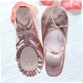 Resim SHOWERORO Ayakkabı terlik şık kadınlar için pembe daireler payetler dans bale daireler payet bale daireler 