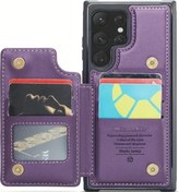 Resim Cloud011 Galaxy Uyumlu S22 Ultra 5g Purple Kılıf Cüzdan Kartlık Rfıd Dayanak 