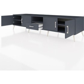 Resim Kronos Tv Ünitesi 3 Raflı Tek Çekmeceli 4 Kapaklı 220x59x51 Antrasit-antrasit Antrasıt/antrasıt - Antrasıt 