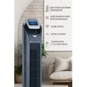 Resim Dijitsu VN10 Kule Tipi Vantilatör 50 W Negatif İyon Özelliği ile Hava Temizliği Sağlar 