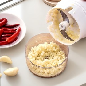 Resim Manuel Sarımsak Doğrayıcı ve Kesici - Buz Makinesi, Gıda Öğütücü, Plastik El Çekme Sarımsak Kırıcı. Kolaylık ve kullanım kolaylığı için tasarlanmış taşınabilir bir mutfak aracıdır, otlar gibi taze malzemeleri hazırlamak ve smoothie yapmak için idealdir 