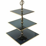 Resim Line Dekoratif 3 Katlı Gold Kek Standı 25 cm 
