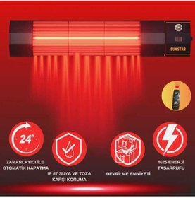 Resim nevhas 2000 watt kırmızı ışıklı kumandalı iç/dış mekan ısıtıcısı 