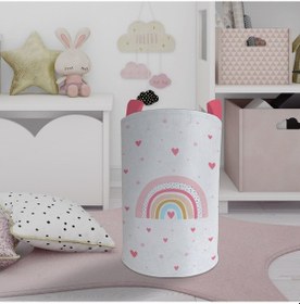 Resim Mekta Home Bebek Ve Çocuk Odası Gökkuşağı Ve Kalp Desenli Oyuncak Sepeti Renkli Çok Renkli 