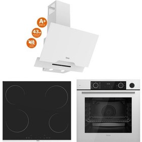 Resim Ferre Fryart Lumino Vitroseramik XE64CB - MS261 - D064-SA Elektrikli Beyaz Ankastre Set 