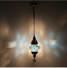 Resim Dekoratif EL YAPIMI MOZAİK AVİZE DEKORATİF TAVAN LAMBASI 