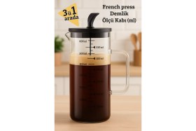 Resim Feyza Design 3 Ü 1 Arada Ateşe Dayanıklı French Press Demlik 600ML 