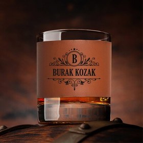 Resim Dosta Hediyelik Taba Deri Kaplama Viski Bardağı 