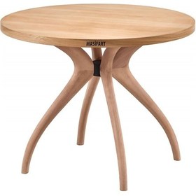 Resim Masifart Sverus 120 Lik Meşe Samyeli 4 Lü Yuvarlak Masa Cilasız Ham 