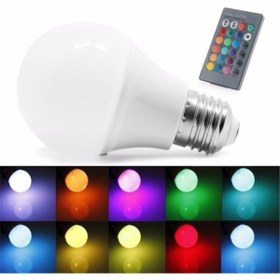 Resim Rucas Uzaktan Kumandalı Renk Değiştiren Tasaruf Ampul Rgb 9w Beyaz Dahil 16 Renkli 