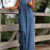 Resim Kadınlar için Rahat Geniş Paça Tulum - Cepli, Makinede Yıkanabilir, Her Mevsime Uygun Yeşil Polyester Tulum 