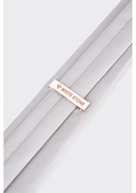 Resim White Stone Gri Dupont Kumaş Düz Kravat Gri 