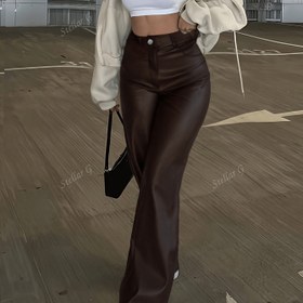 Resim Kadınlar İçin Yüksek Bel Düz Kesim Pantolon - Mat ve Parlak Yüzey, Makinede Yıkanabilir, Cepli, Şık Günlük Stil Parti, İşe Gidiş, Müzik Festivalleri, Geziler & Tatiller için, Çok Amaçlı Moda, Fonksiyonel Cepler 