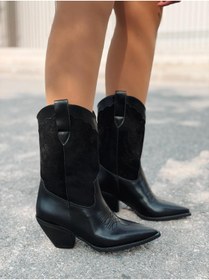 Resim I Love Shoes Marnel Kadın Kovboy Çizme Siyah Nakışlı 