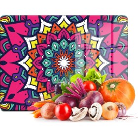 Resim Decovetro Cam Kesme Tahtası ve Sunumluk Yaprak Mandala Desenli 30x40 Cm 